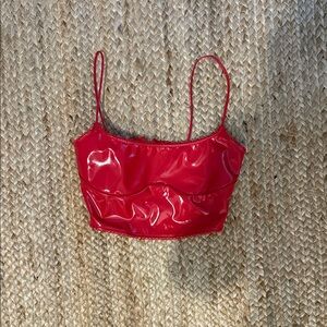 SKIMS Red Shiny Crop Top